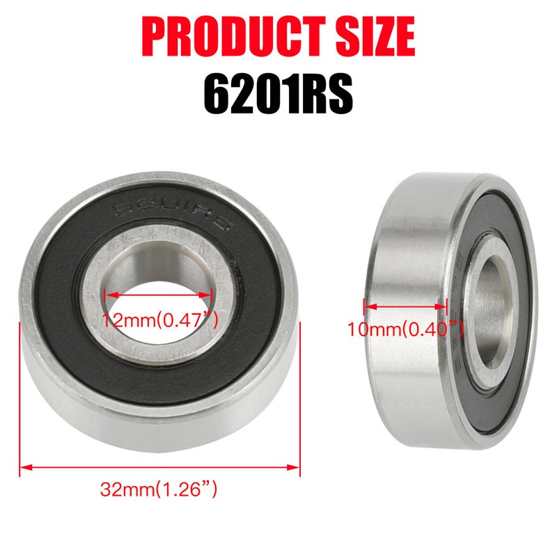 GREHUA Mini Bike Wheel Bearing Front and Rear for Coleman CT100U CC100X KT196 Motovox MBX10 MBX11 Baja Motorsports 97cc Doodle Bug Classic 80cc 105cc Realtree RT100 RT200 Go Kart Parts 6201RS - Image 3